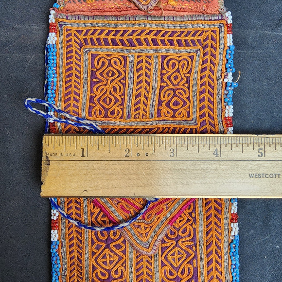 Kuchi Embroidered Pouch Wallet Central Asian Handmade Beaded String Tie - Picture 4 of 10